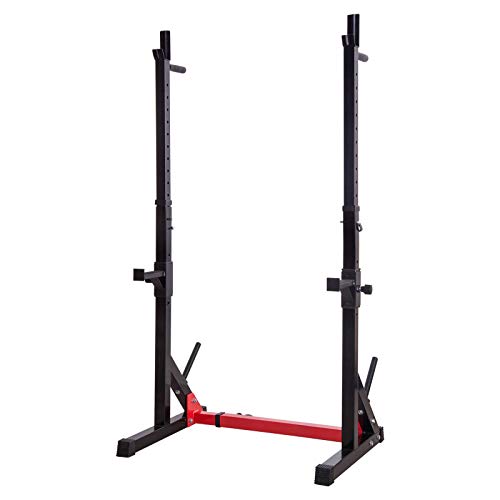 Ollieroo Multi-Function Squat Rack 480LBS Capacity Barbell Rack Adjustable Dip Stand Gym Family Fitness Weight Lifting Rack Bench Press Dip Station with Barbell Plate Rack,Height Range 46.8''-68.1''