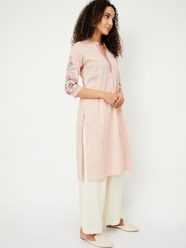 Image of Max Cotton Blend Women Kurta, Regular