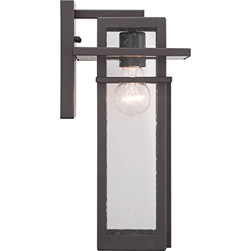 Progress Lighting Boxwood Collection 1-Light Clear Seeded Glass Craftsman Outdoor Medium Wall Lantern Light Antique Bronze , 14.13X7.63X7.63 #TOP23