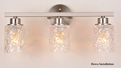 Image of ALICE HOUSE 20.5 inch Vanity Lights, 3 Light Wall Lighting, Brushed Nickel Finish Bathroom Lights Over Mirror, Bathroom Lighting, ETL Listed, AL9082-W3