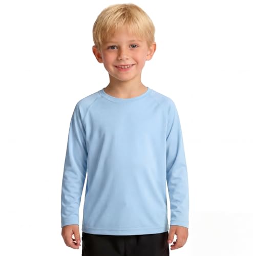 PUMYOON Toddler Rash Guard Boys Long Sleeve – UPF 50+ Toddler Swim Shirt for Baby Boys 2T 3T 4T 5T 6T in Light Blue, Navy, Orange, White and Green