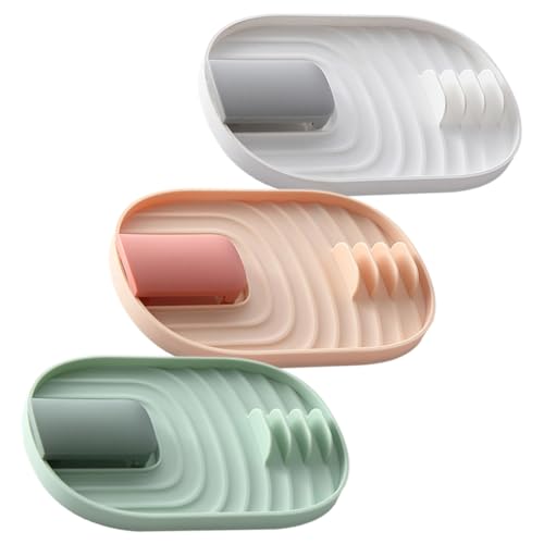 SMASOLO 3個 点耐熱鍋蓋スタンド キッチンカウンター整理用スプーンレスト付きポットカバーラック 食器調理器具収納ホルダー