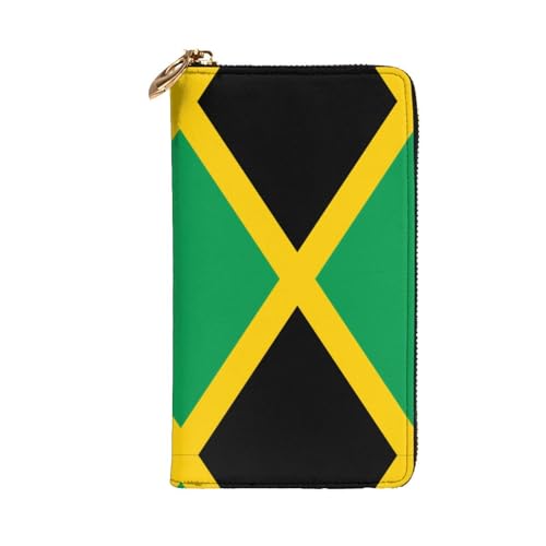 Flag of Jamaica Leather Long Wallet, 12 Credit Card Slots, 3 Cash Slots, Coin Compartment, Unisex2