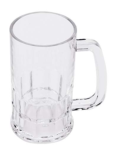 GET Shatter-Resistant Plastic Beer Mug/Stein, 12 Ounce, BPA Free, 00084-1-SAN-CL (Set of 12)