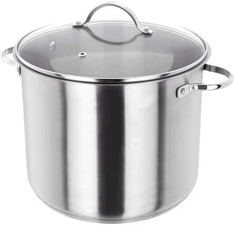 Judge HX316 Stainless Steel Stockpot with Glass Lid, Hollow Handles, 28cm, 13L Induction Ready, Oven Safe, Dishwasher Safe - 10 Year Guarantee