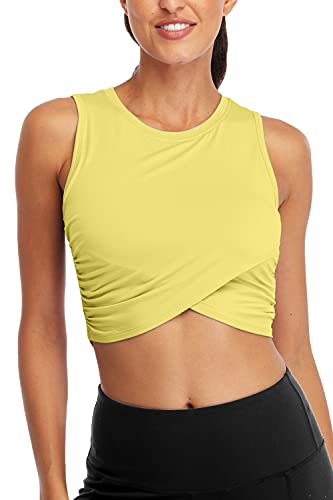Image of Sanutch Yoga Crop Tops Dance Tops Fitted Workout Crop Tops Yoga Tank Tops Athletic Sports Shirts for Women