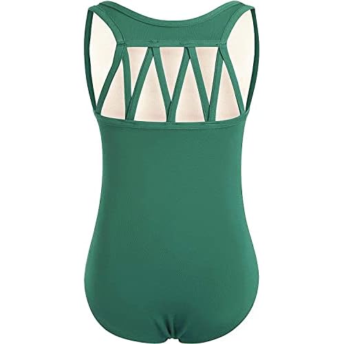 DANSHOW Tank Dance Leotards for Girls,Back M Straps Atrovirens 11-12 Years