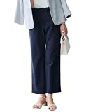 [ニッセン] サラサラ裏メッシュ綿混ストレッチストレートパンツ(接触冷感・吸汗速乾・UVカット) 大きいサイズ有 ネイビー M