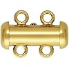 1pc Adabele Real 1/20 14K Gold Filled 15mm 2 Rows Multiple Strand Slide Lock Tube Clasp Set 2 Closed Jump Ring for DIY Craft Layering Jewelry Making JK3-E2