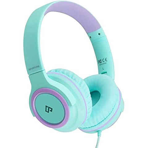 INFURTURE Kids Headphones with Microphone for Children Boys Girls, Volume Limit 94dB, On Ear Headphones,Wired Headphones for Teens School, Travel, Compatible with Cellphones, Tablets, PC, Kindle Cover