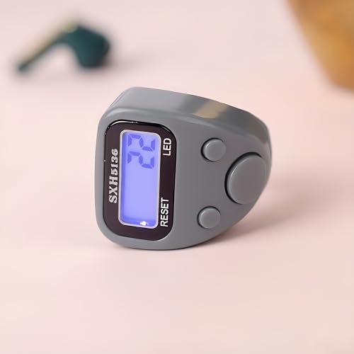 Image of Digital Finger Ring Tally Counter, LCD Display with LED, Reset Button (Pack of 1-Multicolour) (Grey)