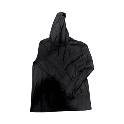 Ribbed Knit Sweatshirt Men Casual Loose Long Sleeve Pullover Solid Color Early Fall Sweater Basic Thermal Hooded Tops3