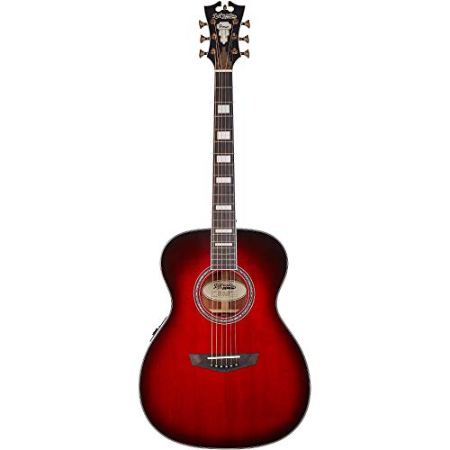D'Angelico Guitarra electroacústica de 6 cuerdas, derecha, Trans Black Cherry Burst (DAPOMTBCBAPS)