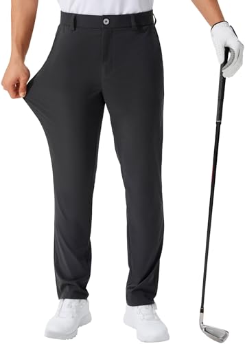 QPNGRP Men's Golf Pants 30"/32"/34" Inseam Lightweight Stretch Work Dress Pants Darkgrey 40Wx30L