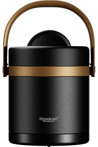 HEEMBURG 1.3L Thermobehälter aus Edelstahl | Isolierter Behälter für warme Speisen, Mahlzeiten und Suppen | Ideal für Büro und Outdoor-Aktivitäten | Lebensmittelbehälter/Wärmegefäß