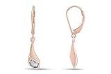 Wishrocks Round Cut White Natural Diamond Accent Calla Lily Lever Back Drop Earrings Jewelry For Women in 14k Rose Gold Plated Sterling Silver (Color- I-J, Clarity- I2-I3)