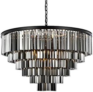 Elegant Lighting Sydney Collection 33-Light Pendant Lamp with Royal Cut Silver Shade Crystals, Mocha Brown Finish