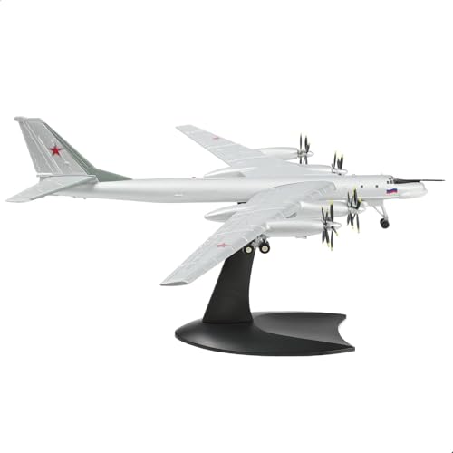 SEBUNAS 1/200 Scale Tupolev Tu-95 Fighter Model Strategic Bomber Aircraft Models Tu-95 Bomber Soviet Air Forces Military Metal Diecast Airplane Model Kit for Adult Collection or Gift