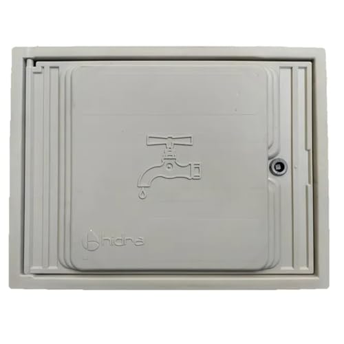 Suinga Puerta para contador agua fabricada en polipropileno gris de alta resistencia. Montada sobre marco para encarcelar en la pared, 35x45cm, gris