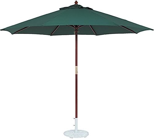 TropiShade 11 ft. Dark Wood Market Umbrella with Green Olefin Cover