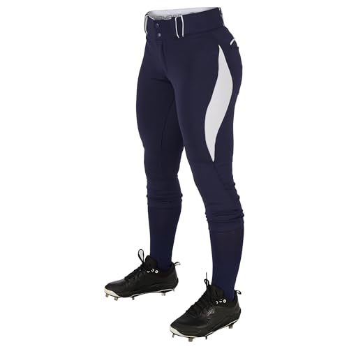 CHAMPRO womens Low-rise Softball Surge Traditional Style Low Rise Pant, Navy, White, X-Large US