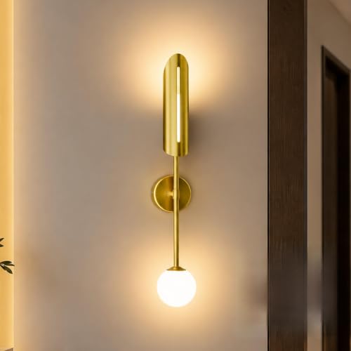 Image of Murphy Alaris Brass LED Wall Light 12W | Gold Decorative Wall Lamp | 3 in 1 White Color Modes | Aluminium Body | Indoor Designer Wall Light | 2 Year Warranty | Pack of 3