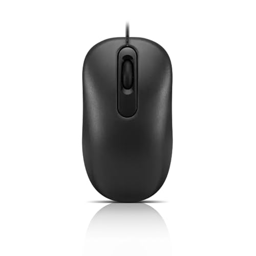 Lenovo 100 Wired USB Computer Mouse for PC, Laptop, Computer with Windows – Full-Size – Ambidextrous Design – 3 Buttons – Red Optical Sensor – Black