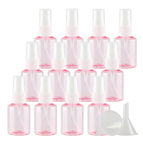 Contenitori da viaggio per cosmetici barattoli da per articoli da toeletta 12 pezzi vuoti da 50 ml plastica PET rosa con pompa spray a nebbia fine con spruzzatore bianco30ml