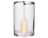 𝗩𝗢𝗥𝗧𝗘𝗜𝗟𝗘: Windlicht Modern | Kristallglas | Platinrand | Für Teelicht und Max-Teelicht | Höhen: 6, 8, 10, 15, 18, 25, 30, 39, 44 cm | Ø 7, 8.5, 11.5, 15, 17, 18, 29 cm