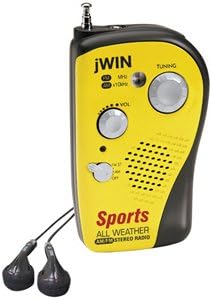 JWIN JXM7 All-Weather Sports AM/FM Stereo Pocket Radio with Headphones