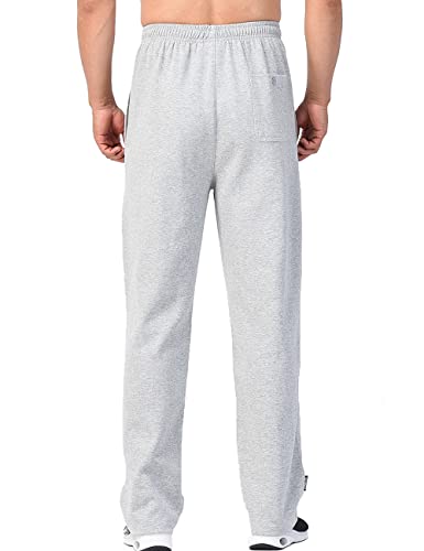 Zoulee Men's Open-Bottom Sports Pants Sweatpants Trousers Zip Fly Closure Light Grey 2Xl #TOP4