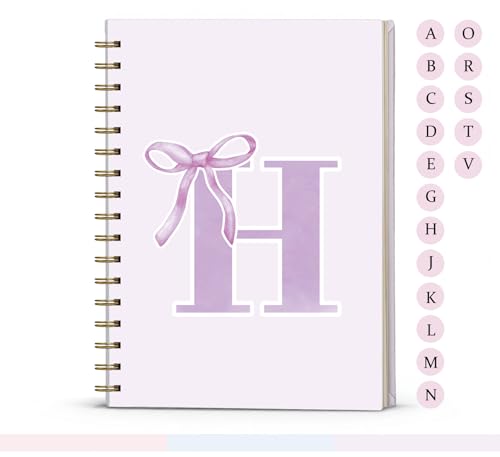 Carnet monogrammé haut de gamme à couverture rigide avec initiale H et nœud violet - 2