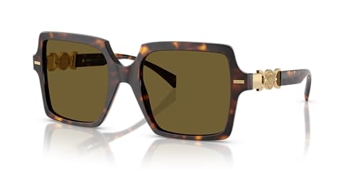 Versace Woman Sunglasses Havana Frame, Dark Brown Lenses, 55MM