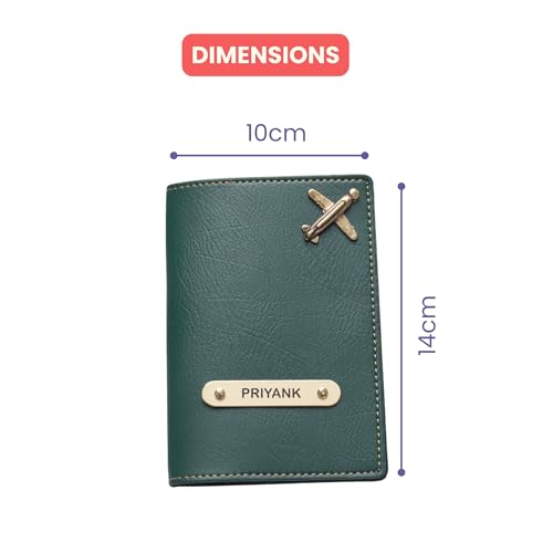 Image of YOUR GIFT STUDIO Customized Passport Holder | Personalised Passport Cover Wedding Anniversary Marriage Gifts for Couple Friend Husband Wife(Green)
