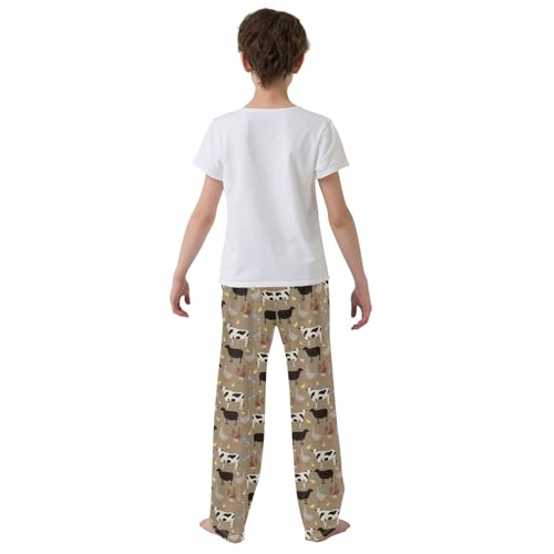 Cow Chicken Goose Boys Long Pants Soft Trousers Elastic Waist Kids Lounge Bottoms with Pockets S-XL3