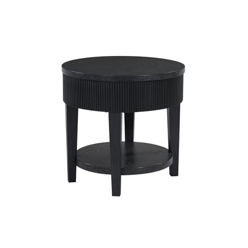 Signature Design by Ashley Marstream Modern End Table with 1 Lower Shelf and Reeded Apron, Black
