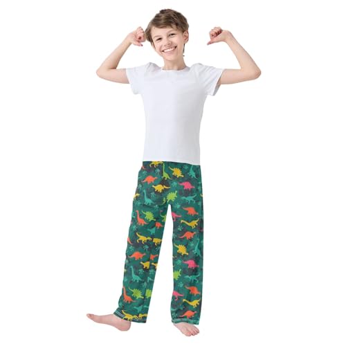 Dinosaur Paw Print Boys Long Pants Soft Trousers Elastic Waist Kids Lounge Bottoms with Pockets S-XL2