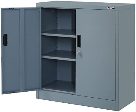 CJF Storage Cabinet with Locking Doors, Metal Storage Cabinets for Home Office, Garage, Utility Room and Basement, 36.2" H x 31.5" W x 15.7" D