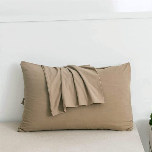 Image of Soft Pillow Covers 20 x 34 Inches - 100% Egyptian Cotton 400 Thread Count Set of 2 Pillow Cover Set Envelope Closure Hotel Quality Pillowcase - Taupe