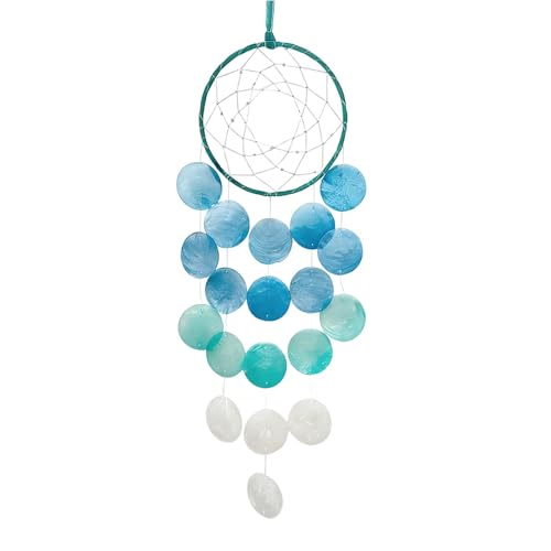 Wind Chimes for Outside, Personalized Capiz Shells Wind Chime for Home Decoration, Garden Decoration of Beach House Decor,Great Gift for Shells Windchimes Lovers and More (Blue Circle)