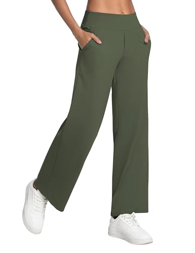 Image of BUBBLELIME Women High Waist Wide Legs Yoga Pants Loose Sweatpants Pockets | 29 inch /31 inch /33 inch /35 inch /37 inchInseam,2 Styles / Dress /Basic,Lounge,Comfy,Stretch Casual Work