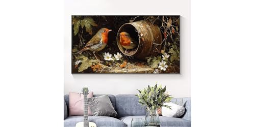 Kit diamond painting oiseaux grand format pour salon cosy - 3