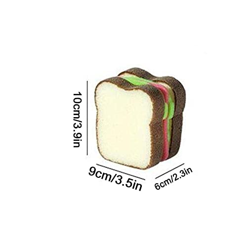 2Pcs Heavy Duty Scrub Sponges,Toast Shape Sponge,Cute Deep Cleaning Thickened Scrub Kitchen Sponges,Sandwich Style Washing Dishes Scrubber For Cleaning Kitchen #TOP6