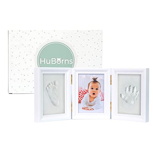 HuBorns - Cadre Empreintes Bébé - Kit Empreinte Pieds et Mains Bebe avec des Matériaux de Qualité Supérieure - Moulage et Photo de Décoration Idéal pour Cadeau Naissance Cover