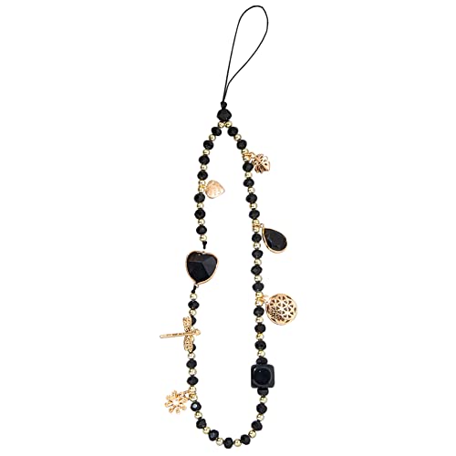 Crystal Mobile Phone Chain Phone Charm Strap Fashion Universal Beaded Phone Lanyard Wrist Strap Dragonfly Flower Phone Charm Phone Decorations Charm Keychain for Women Teen Girls Phone Bracelet