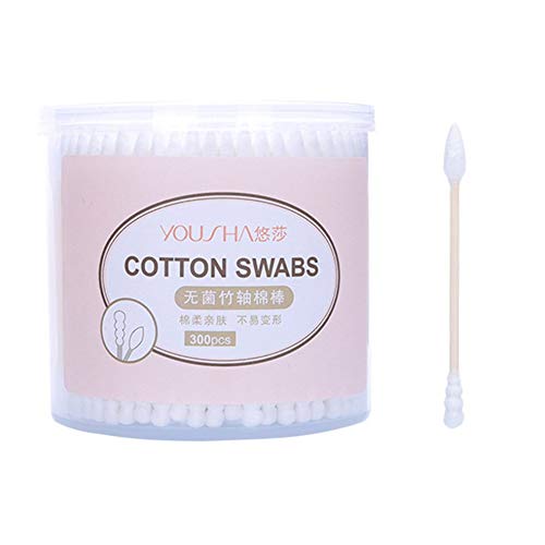 BlackEdragon Cosmetic Cotton Swabs 300 Double-Head Cotton Swabs 300 Double-Head Cotton Swabs Soft And Absorbent Double Cotton Tip Makeup