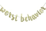 Worst Behavior Gold Glitter Banner, Drake Party Decorations, Birthday Photo Backdrop(Gold)