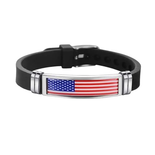 Generic United States Of America Flag Bracelet Silicone Chain Wristband Souvenir, USA Fashion Handmade Bracelet For Man & Woman Special Day's Gift and 4th of July, Flexible size