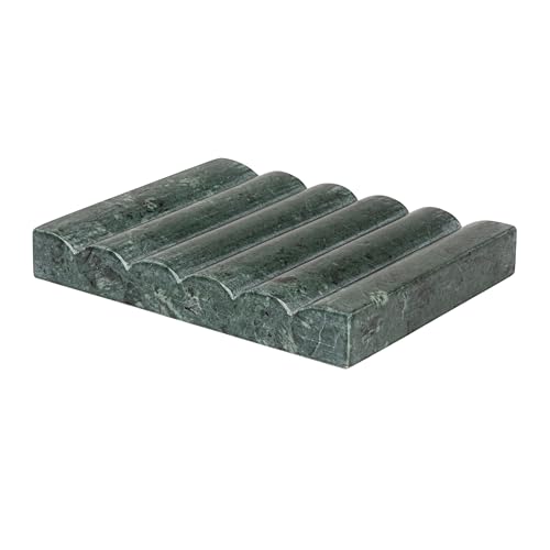 Creative Co-Op Hand-Carved Marble Soap Dish, Green