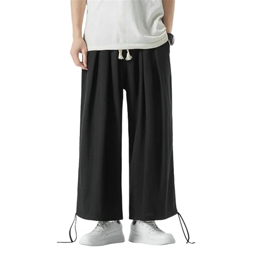 Pantalon coton et lin homme léger coupe ample fluide style japonais jambe large